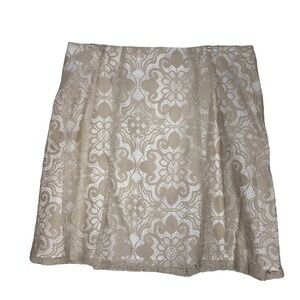 NEW YORK & COMPANY - ivory & white lace overlay cotton skirt metal zip- size 12